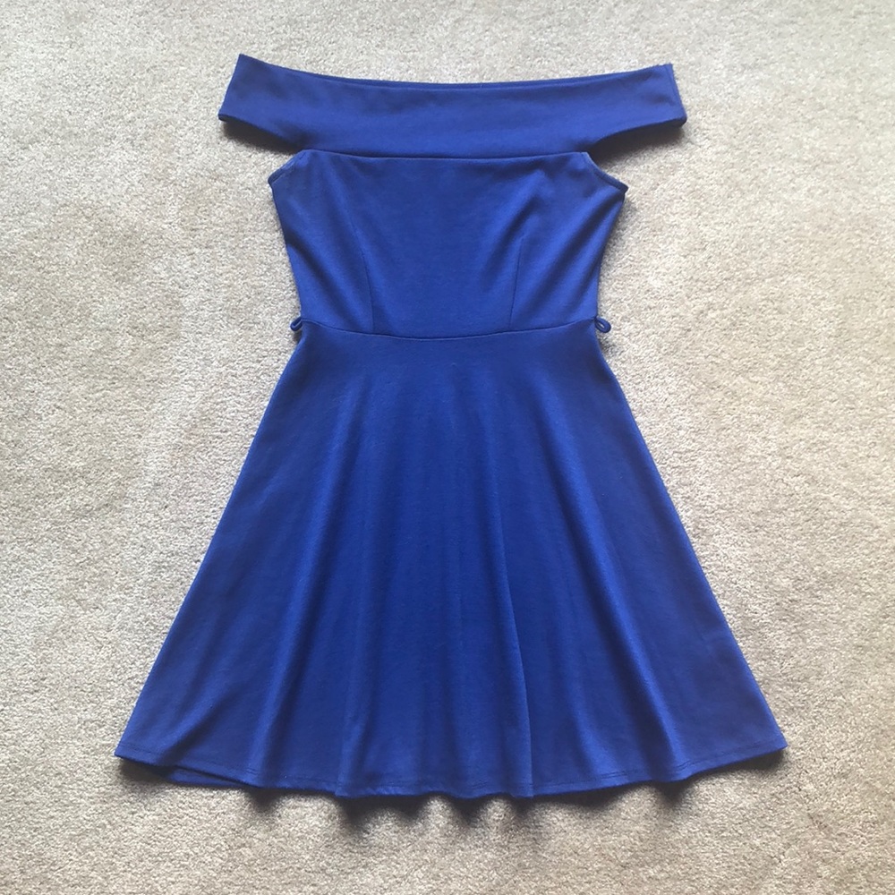 Size Small Off-the-Shoulder A-line blue dress.